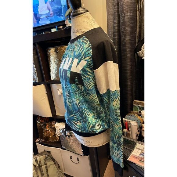 PINK Tropical Fern Crewneck Sweatshirt L - Picture 4 of 6